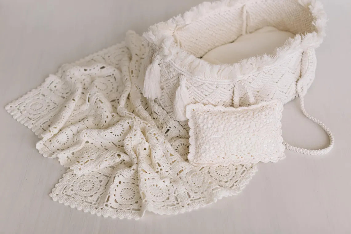 Newborn Macrame Basket Photo Props
