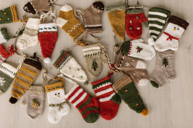 Knitted Christmas Advent Calendar Props for Kids Photography
