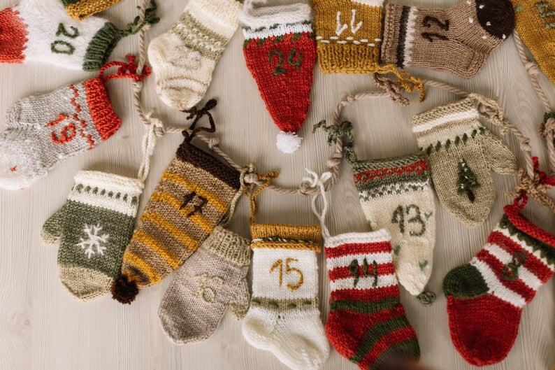 Knitted Christmas Advent Calendar Props for Kids Photography